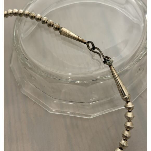 Vintage Navajo Sterling Turquoise Bear Claw/Bird Talon Bead Necklace 20.5” - Picture 7 of 7